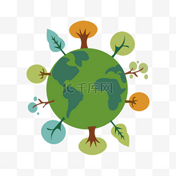 简约植树节图片_植树节环保地球矢量