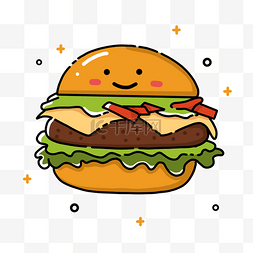 卡通可爱风格手绘图片_mbe风格美食汉堡