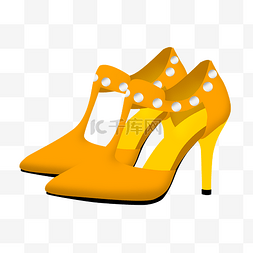 女生鞋子鞋子图片_黄色的女士鞋子插画