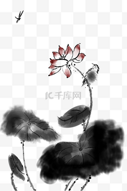 工笔荷花图片_唯美中国风荷花手绘插画图