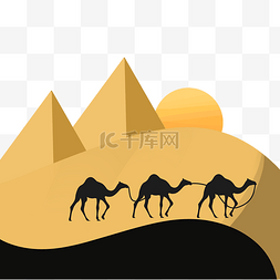 矢量图片_埃及金字塔沙漠骆驼
