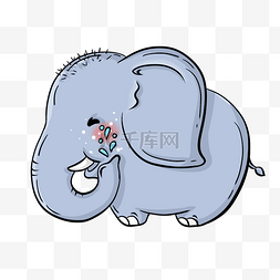 笑容的图片_正在戏水的可爱大象