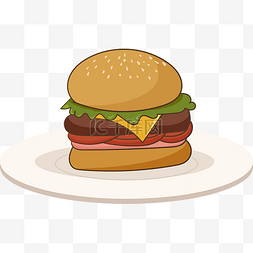 牛肉汉堡图片_盘子汉堡食物