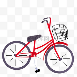 简约手绘文艺卡通图片_红色自行车卡通png素材