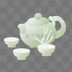 中国风茶壶手绘插画