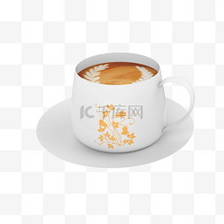 咖啡图案图片_3D咖啡杯免抠图案