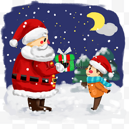 卡通冬季圣诞节圣诞老人送小朋友