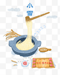 下雪插画图片_小雪二十四节气美食插画