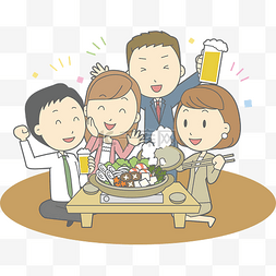 同事朋友聚会吃火锅矢量图