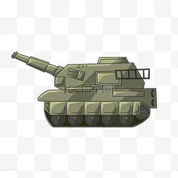 卡通军事坦克图片_绿色坦克作战机插画
