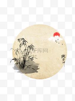 中国风背景插画图片_手绘竹子中国风水墨背景插画渲染