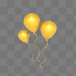 气球漂浮图片_C4D立体漂浮金色气球