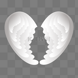 白色翅膀的桃心图片_白色的桃心翅膀插画