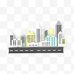 柔色立体剪纸城市大楼边框
