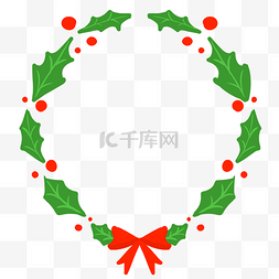 圣诞节红色蝴蝶结树叶圆环