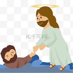 耶稣十字架图片_卡通手绘耶稣插画