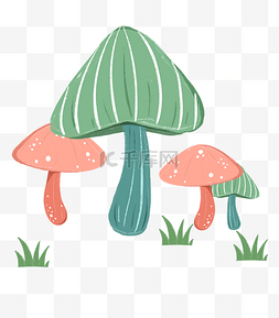 绿色植物清新图片_手绘小清新蘑菇下载