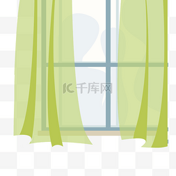 手绘窗帘窗帘图片_蓝色温馨小窗户窗帘