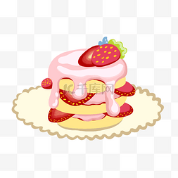 草莓蛋糕手绘图片_美食主题小清新卡通手绘草莓蛋糕