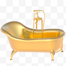 家装背景海报图片_3D创意家装黄金浴缸