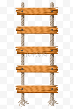 木头绳索梯子装饰插画
