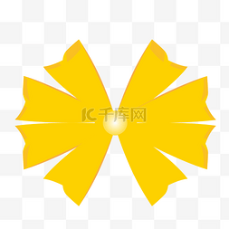 黄色蝴蝶结彩带图片_手绘卡通黄色丝带蝴蝶结