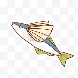 卡通手绘海洋鱼类图片_可爱海洋动物飞鱼插画