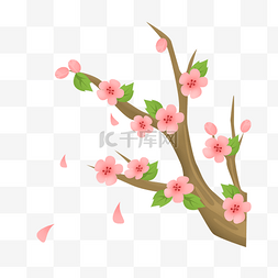 吹落的粉色樱花插画