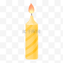 蜡烛图片_小清新淡黄条纹燃烧小蜡烛