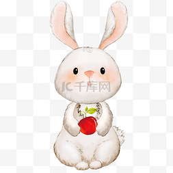 水彩动物图片_立秋节气手绘小兔子