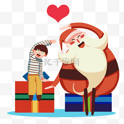 桃心红色礼盒图片_圣诞老人比心插画
