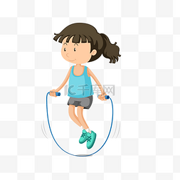 女孩运动矢量卡通图片_卡通跳绳的小女孩矢量素材