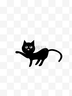 卡通动物小黑猫简笔画