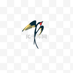 黑色的燕子图片_展翅飞翔的燕子插画