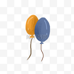 空中的气球图片_黄蓝色气球卡通png素材