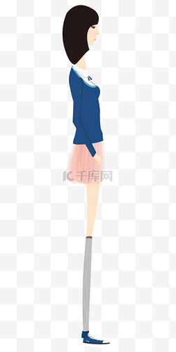 电商唯美侧面女孩矢量插画