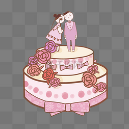 结婚蛋糕图片_卡通手绘结婚蛋糕插画