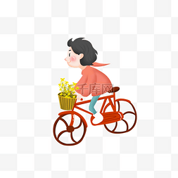 女生骑图片_卡通手绘女生骑自行车