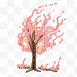 粉色创意唯美图片_创意唯美粉色树插画