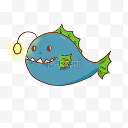 海洋鱼类手绘图片_可爱海洋动物琵琶鱼插画
