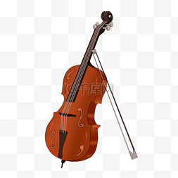 乐器插画图片_卡通棕色大提琴插画