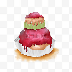 手绘草莓冰淇淋甜食