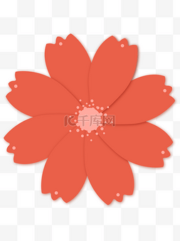 纸片微立体图片_微立体纸片风手绘简约橙色花卉花