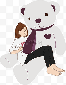 动物和女生手绘图片_手绘女孩和玩具熊