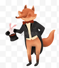 魔术的图片_变魔术的狐狸插画