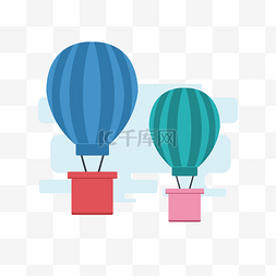 扁平化热气球卡通风格图标插画矢