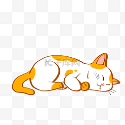 动物插画图片_卡通手绘懒惰的猫插画