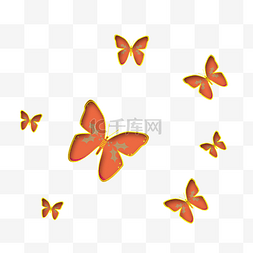 橙色雕刻蝴蝶漂浮