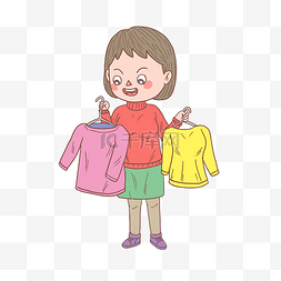 人简笔画png图片_卡通手绘人物挑选衣服少女