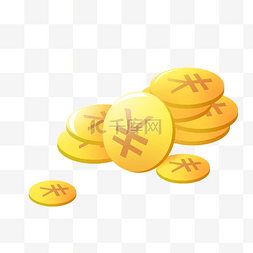 手绘金色金币钱币插画